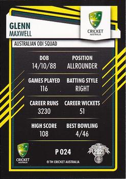 2021-22 TLA Traders Cricket Australia - Silver #P 024 Glenn Maxwell Back