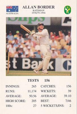 1993 The Great Test Match Card Game #NNO Allan Border Front