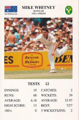 1993 The Great Test Match Card Game #NNO Mike Whitney Front