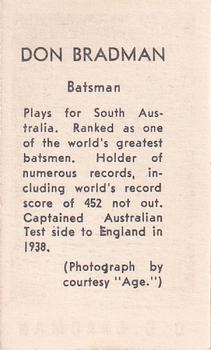 1946-47 Coles Cricketers (Frameless) #NNO Don Bradman Back