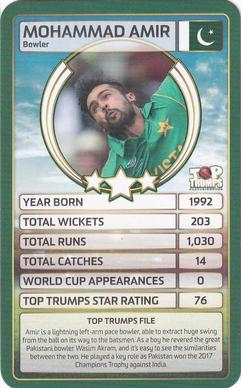 2020 Top Trumps World Cricket Stars #NNO Mohammad Amir Front