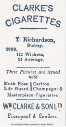 2001 Nostalgia 1901 Clarke's Cricketer Series (Reprint) #6 Tom Richardson Back