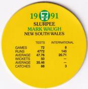 1991 7-Eleven Slurpee Aussie Cricket Stars #NNO Mark Waugh Back