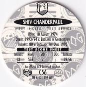 1995 Crown & Andrews Cricket Test Series & Sheffield Shield POG Pack Milk Caps - Gold Foil Parallel #C56 Shivnarine Chanderpaul Back