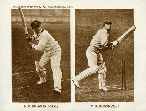 1930 Boys Magazine Famous Cricketers In Action #NNO Don Bradman / Wally Hammond Front
