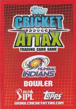 2012 Topps Cricket Attax IPL - Star Player #NNO Lasith Malinga Back