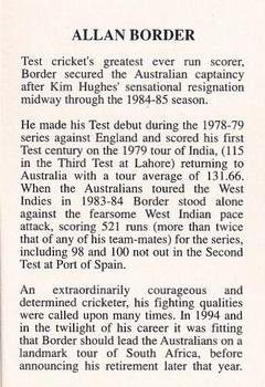 1994 The Great Test Match Card Game #NNO Allan Border Back