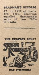 1932 Allen's Bradman's Records (Steam Rollers backs) #17 Donald Bradman Back