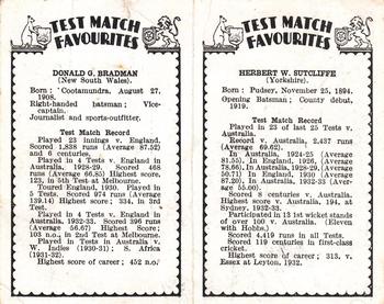 1934 Amalgamated Press Test Match Favourites (Pairs) #NNO Herbert Sutcliffe / Don Bradman Back