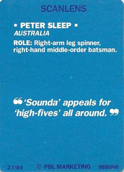 1989-90 Scanlens Stimorol Cricket #27 Peter Sleep Back