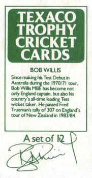 1984 Texaco Trophy Cricket #NNO Bob Willis Back