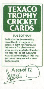 1984 Texaco Trophy Cricket #NNO Ian Botham Back