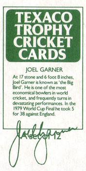 1984 Texaco Trophy Cricket #NNO Joel Garner Back