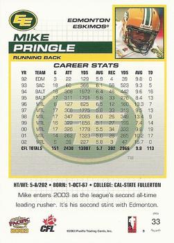 2003 Pacific  CFL #33 Mike Pringle Back