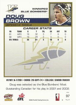 2003 Pacific  CFL #97 Doug Brown Back