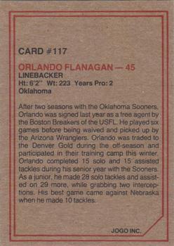 1984 JOGO #117 Orlando Flanagan Back