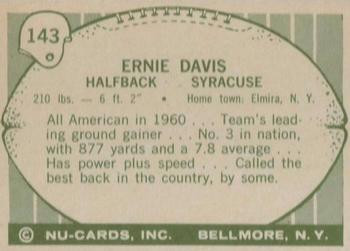 1961 Nu-Cards Football Stars #143 Ernie Davis Back