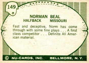1961 Nu-Cards Football Stars #149 Norm Beal Back
