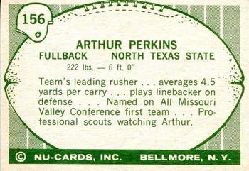 1961 Nu-Cards Football Stars #156 Arthur Perkins Back