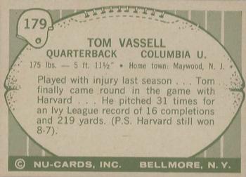 1961 Nu-Cards Football Stars #179 Thomas Vassell Back