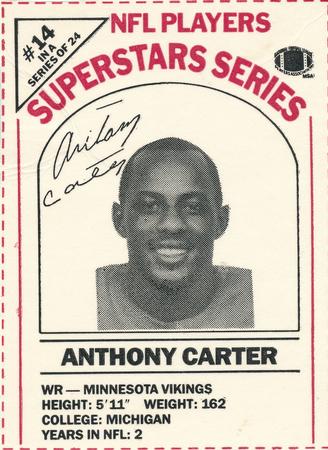 1986 DairyPak NFL Players Superstars Series #14 Anthony Carter Front