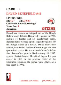 1994 JOGO #8 Daved Benefield Back