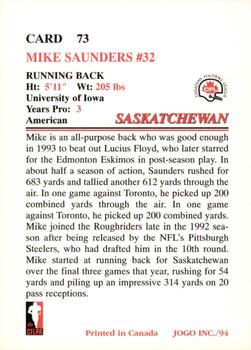 1994 JOGO #73 Mike Saunders Back