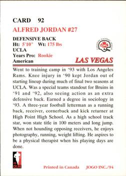 1994 JOGO #92 Alfred Jordan Back