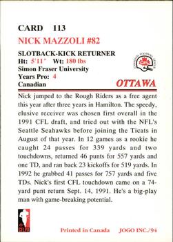 1994 JOGO #113 Nick Mazzoli Back