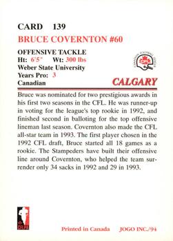 1994 JOGO #139 Bruce Covernton Back