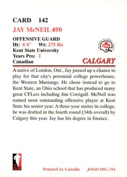 1994 JOGO #142 Jay McNeil Back