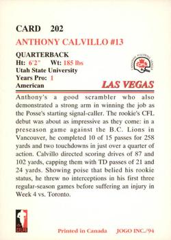 1994 JOGO #202 Anthony Calvillo Back