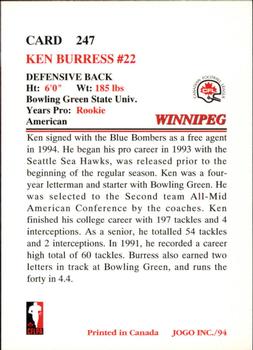 1994 JOGO #247 Ken Burress Back