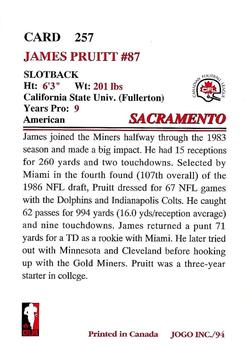 1994 JOGO #257 James Pruitt Back