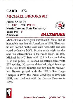 1994 JOGO #272 Michael Brooks Back