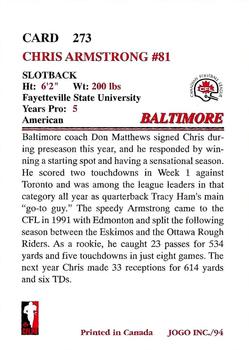 1994 JOGO #273 Chris Armstrong Back
