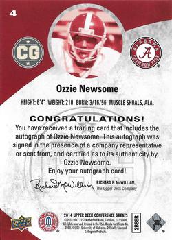 2014 Upper Deck Conference Greats - Autographs #4 Ozzie Newsome Back