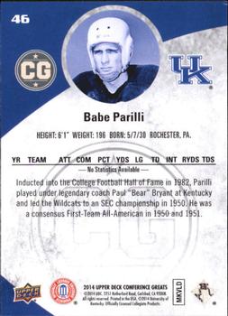 2014 Upper Deck Conference Greats - Pewter #46 Babe Parilli Back