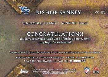 2014 Topps Valor - Patches #VP-BS Bishop Sankey Back