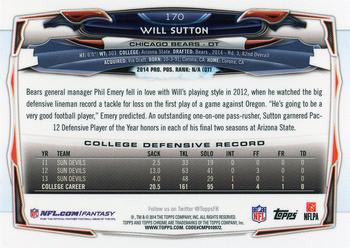 2014 Topps Chrome - Xfractors #170 Will Sutton Back