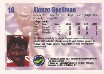 1992 Classic Draft Picks #18 Alonzo Spellman  Back