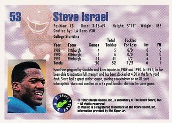 1992 Classic Draft Picks #53 Steve Israel  Back