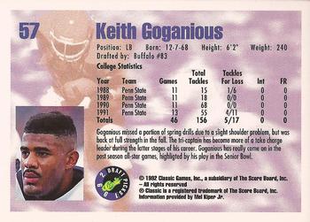 1992 Classic Draft Picks #57 Keith Goganious  Back
