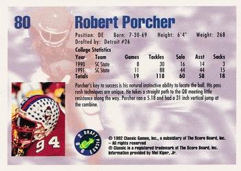 1992 Classic Draft Picks #80 Robert Porcher  Back