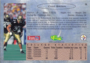 1993 Classic #76 Chad Brown  Back