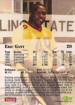 1994 Classic NFL Draft #20 Eric Gant  Back