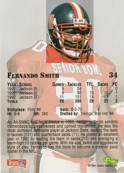 1994 Classic NFL Draft #34 Fernando Smith  Back