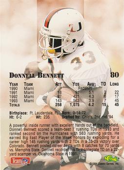 1994 Classic NFL Draft #80 Donnell Bennett  Back