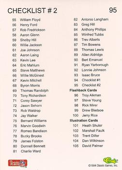 1994 Classic NFL Draft #95 Checklist No. 2: 55-105 Back
