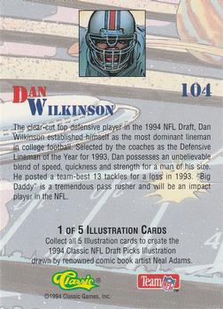 1994 Classic NFL Draft #104 Dan Wilkinson  Back
